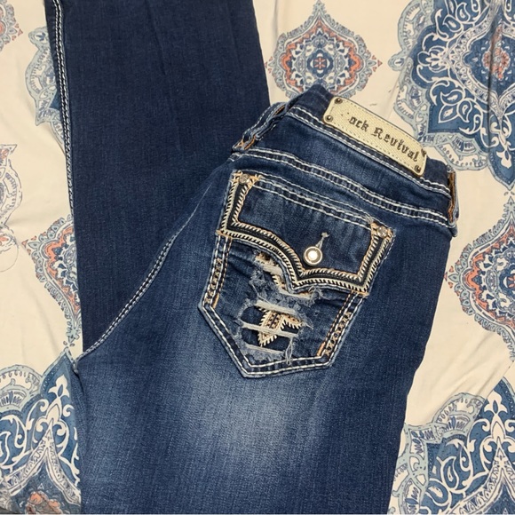 Rick Revival Betty bootcut jeans factory destroyed 31 waist 32 length - Picture 3 of 9